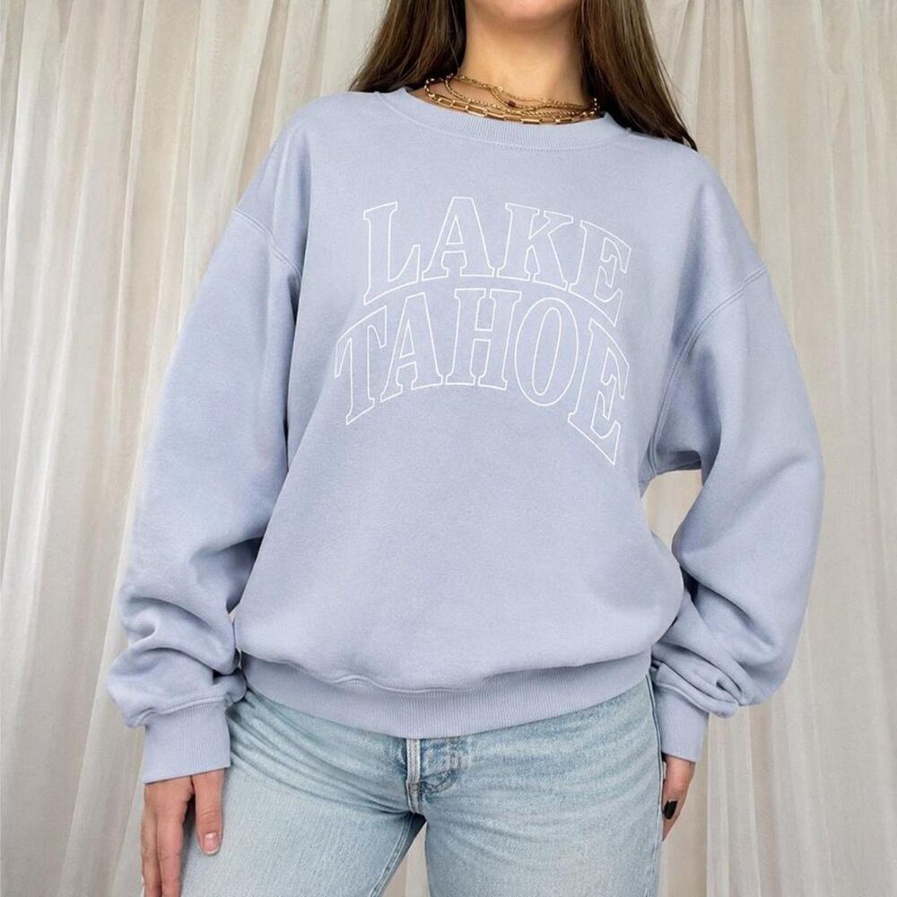 Hollister Lake Tahoe Blue Graphic Sweatshirt Pullover Y2K Cozy XS Loungewear